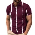 thumbnail image 1 of ZCFZJW Men's Classic Fit 100% Cotton Soft Short Sleeve Colorful Stripe Print Polo Shirt Big and Tall Regular Fit Casual Button up V Neck Henley Shirts Tops Multicolor#16 XXXL, 1 of 4