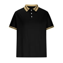 ZCFZJW Men's Classic Fit Short Sleeve Performance Golf Polo Shirt Loose Lightweight Casual Solid Color Button up V Neck Henley Tops Black XXXL