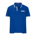 thumbnail image 1 of ZCFZJW Men's Classic Fit Short Sleeve Solid Soft Cotton Polo Shirt Lightweight Casual Lapel Collar Button up V Neck Henley Shirts Tops Blue XL, 1 of 4
