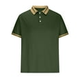 thumbnail image 1 of ZCFZJW Men's Classic Fit Short Sleeve Solid Soft Cotton Polo Shirt Loose Lightweight Casual Button up V Neck Henley Shirts Tops Army Green S, 1 of 4