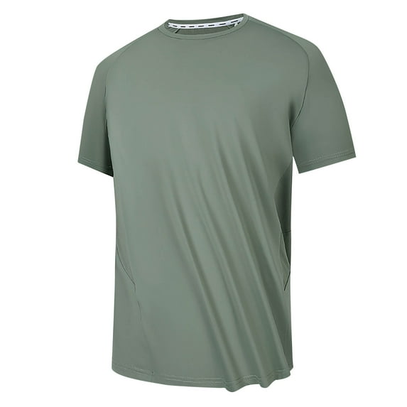 ZCFZJW Men's Cool Shirts Big and Tall Regular Fit Casual Solid Color Short Sleeve Shirts Quick Dry Rashguard Workout Fishing Running Athletic T-Shirts Army Green XXL