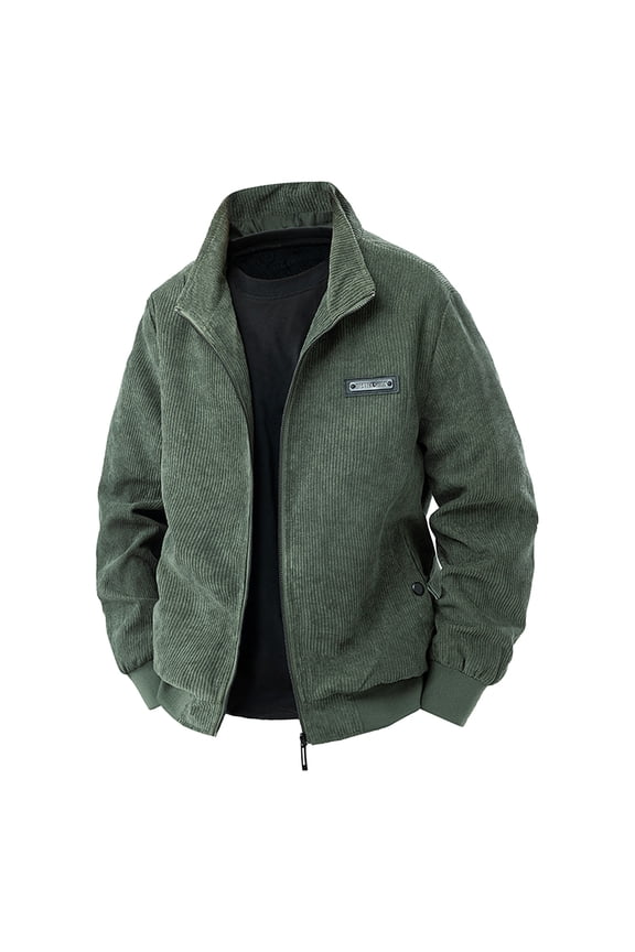 Men's Corduroy Jacket Sherpa Fleece Lined Jackets Warm Winter Full Zip up Long Sleeve Trucker Work Casual Hiking Coat with Pockets Army Green XL