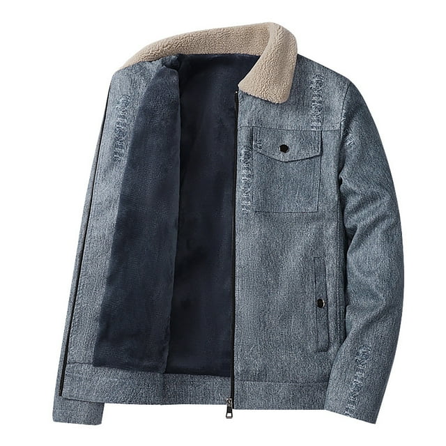 ZCFZJW Men's Corduroy Jacket Winter Sherpa Fleece Lined Trucker Jackets