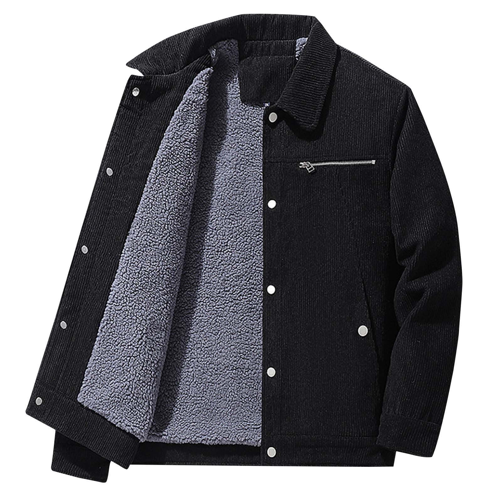 ZCFZJW Men's Corduroy Jacket Winter Sherpa Fleece Lined