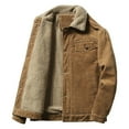 thumbnail image 1 of ZCFZJW Men's Corduroy Jacket Winter Sherpa Fleece Lined Trucker Jackets Casual Button Down Plush Collar Warm Cowboy Coat Outwear with Pockets Coffee L, 1 of 5