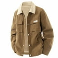 thumbnail image 1 of ZCFZJW Men's Corduroy Sherpa Trucker Jacket Western Jackets Winter Fleece Lined Fuzzy Lapel Collar Thick Warm Cowboy Outwear Coat with Pockets Khaki XXXXXL, 1 of 8