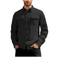 thumbnail image 1 of ZCFZJW Men's Corduroy Shirts Casual Western Long Sleeve Button Down Shacket Jackets with 2 Flap Pocket Loose Regular Fit Casual Work Shirt Tops Black S, 1 of 9
