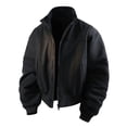 thumbnail image 1 of ZCFZJW Men's Cotton Lightweight Cargo Jackets Fashion Zip Front Long Sleeve Thick Warm Stand Collar Military Jackets Windbreaker with Multi Pockets Black XL, 1 of 7
