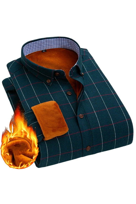 Men's Cotton Sherpa Lined Button Down Flannel Shirt Jacket Fall Winter Thermal Warm Long Sleeve Plaid Soft Outdoor Flannel Jacket Shirt with Pockets Army Green M