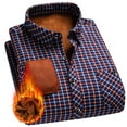 thumbnail image 1 of ZCFZJW Men's Cotton Sherpa Lined Button Down Flannel Shirt Jacket Fall Winter Thermal Warm Long Sleeve Plaid Soft Outdoor Flannel Jacket Shirt with Pockets New-Red#02 XL, 1 of 6