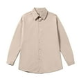 thumbnail image 1 of ZCFZJW Men's Cotton Shirt Solid Casual Button Down Collar Shirts Big and Tall Regular Fit Long Sleeve Dress Work Business Shirts with Pocket Khaki XXXXXL, 1 of 2