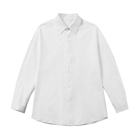 ZCFZJW Men's Cotton Shirt Solid Casual Button Down Collar Shirts Big and Tall Regular Fit Long Sleeve Dress Work Business Shirts with Pocket White XXXXL