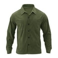 thumbnail image 1 of ZCFZJW Men's Cotton Work Shirt Casual Button Down Shirts Cargo Long Sleeve Shirt with Pocket Hiking Big and Tall Regular Fit Shirts Army Green XXL, 1 of 1