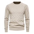 thumbnail image 1 of ZCFZJW Men's Crewneck Cable Knit Sweaters Long Sleeve Lightweight Casual Solid Color Twist Patterned Pullover Sweater Khaki L, 1 of 4