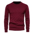 thumbnail image 1 of ZCFZJW Men's Crewneck Cable Knit Sweaters Long Sleeve Lightweight Casual Solid Color Twist Patterned Pullover Sweater Red M, 1 of 4