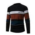thumbnail image 1 of ZCFZJW Men's Crewneck Casual Sweater Lightweight Striped Color Block Long Sleeve Knit Soft Casual Pullover Jumper Tops Fall Outfit Clothes Orange XL, 1 of 7