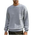 thumbnail image 1 of ZCFZJW Men's Crewneck Knit Sweaters Slim Fit Lightweight Casual Basic Solid Color Long Sleeve Twist Patterned Cable Knitted Pullover Sweater Tops Gray S, 1 of 7