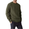 thumbnail image 1 of ZCFZJW Men's Crewneck Sweater Soft Casual Long Sleeve Cable Knitted Sweaters Fall Winter Thermal Warm Classic Pullover Sweaters with Ribbing Edge Army Green XXXL, 1 of 3