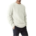 thumbnail image 1 of ZCFZJW Men's Crewneck Sweater Soft Casual Long Sleeve Cable Knitted Sweaters Fall Winter Thermal Warm Classic Pullover Sweaters with Ribbing Edge White L, 1 of 3