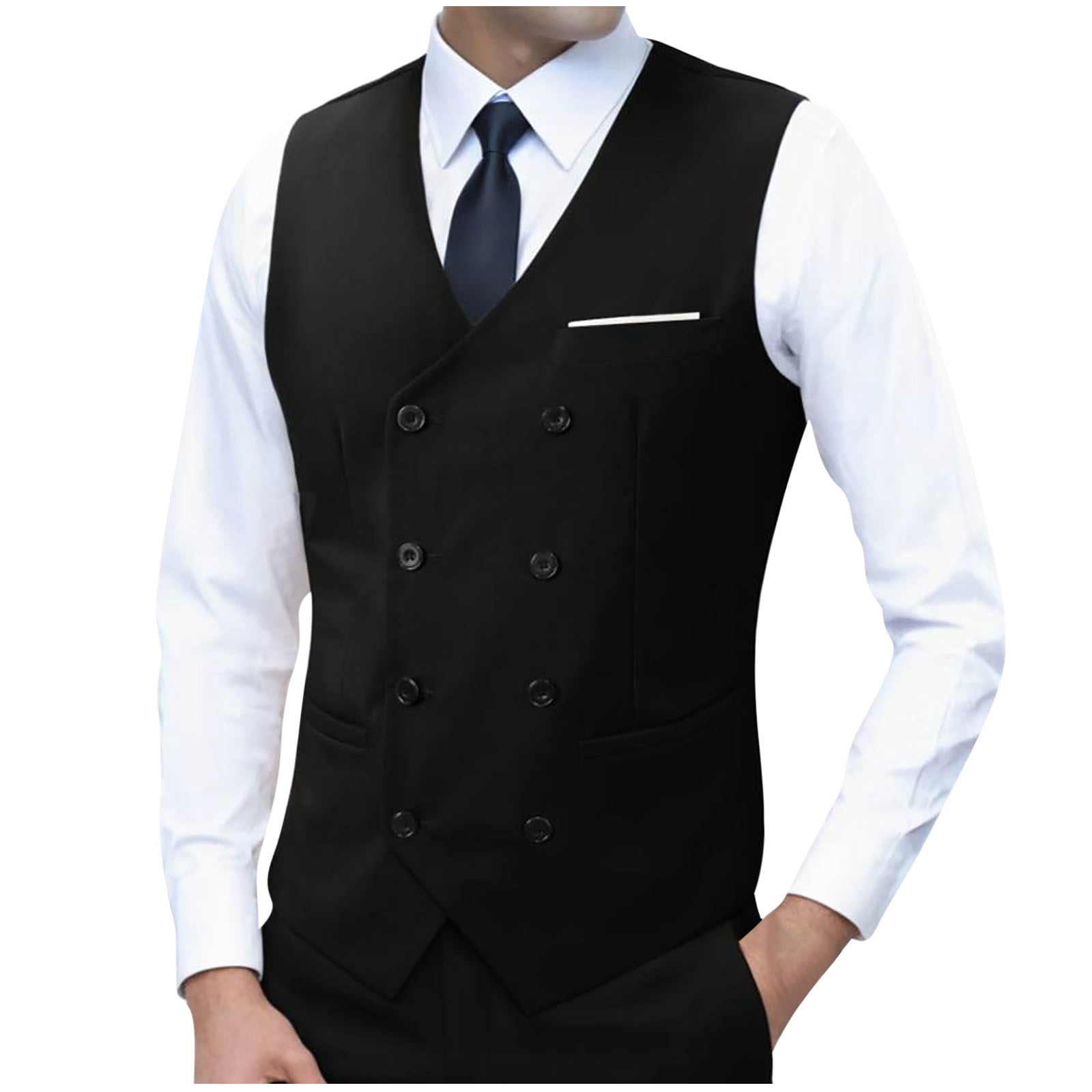 ENFOLD♦︎DOUBLE SUIT VEST 38 ZCFZJW Men's Double Breasted Suit Vests, Casual Business Vests
