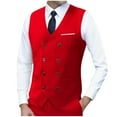 thumbnail image 1 of ZCFZJW Men's Double Breasted Suit Vests, Casual Business Vests, Slim Fit V-Neck Shawl Lapel Waistcoat,for Wedding Groom Dating Red L, 1 of 4