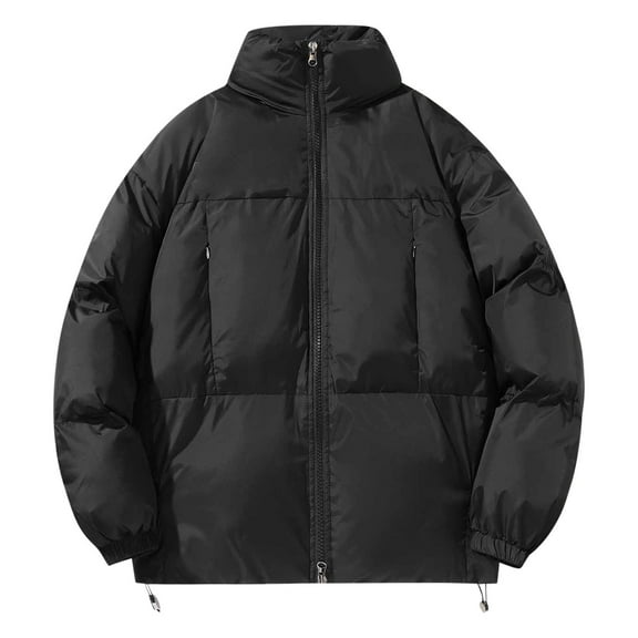 ZCFZJW Men's Down Jacket Warm Puffer Jacket Winter Coats Water Resistant Long Sleeve Full Zip up Windproof Insulated Jacket with Pockets Black XXXL