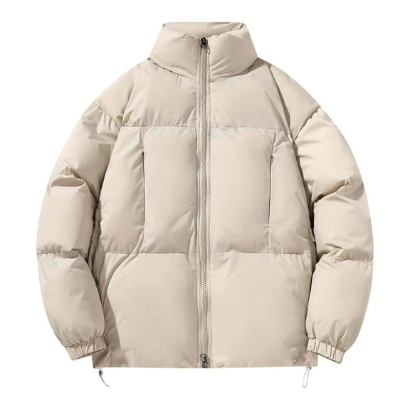 ZCFZJW Men's Down Jacket Warm Puffer Jacket Winter Coats Water Resistant Long Sleeve Full Zip up Windproof Insulated Jacket with Pockets Khaki XXXL