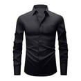 thumbnail image 1 of ZCFZJW Men's Dress Shirt Regular Fit Long Sleeve Wrinkle-Resistant Business Formal Solid Button Down Collared T-Shirts with Pocket Black XXXL, 1 of 5