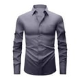 thumbnail image 1 of ZCFZJW Men's Dress Shirt Regular Fit Long Sleeve Wrinkle-Resistant Business Formal Solid Button Down Collared T-Shirts with Pocket Gray M, 1 of 5