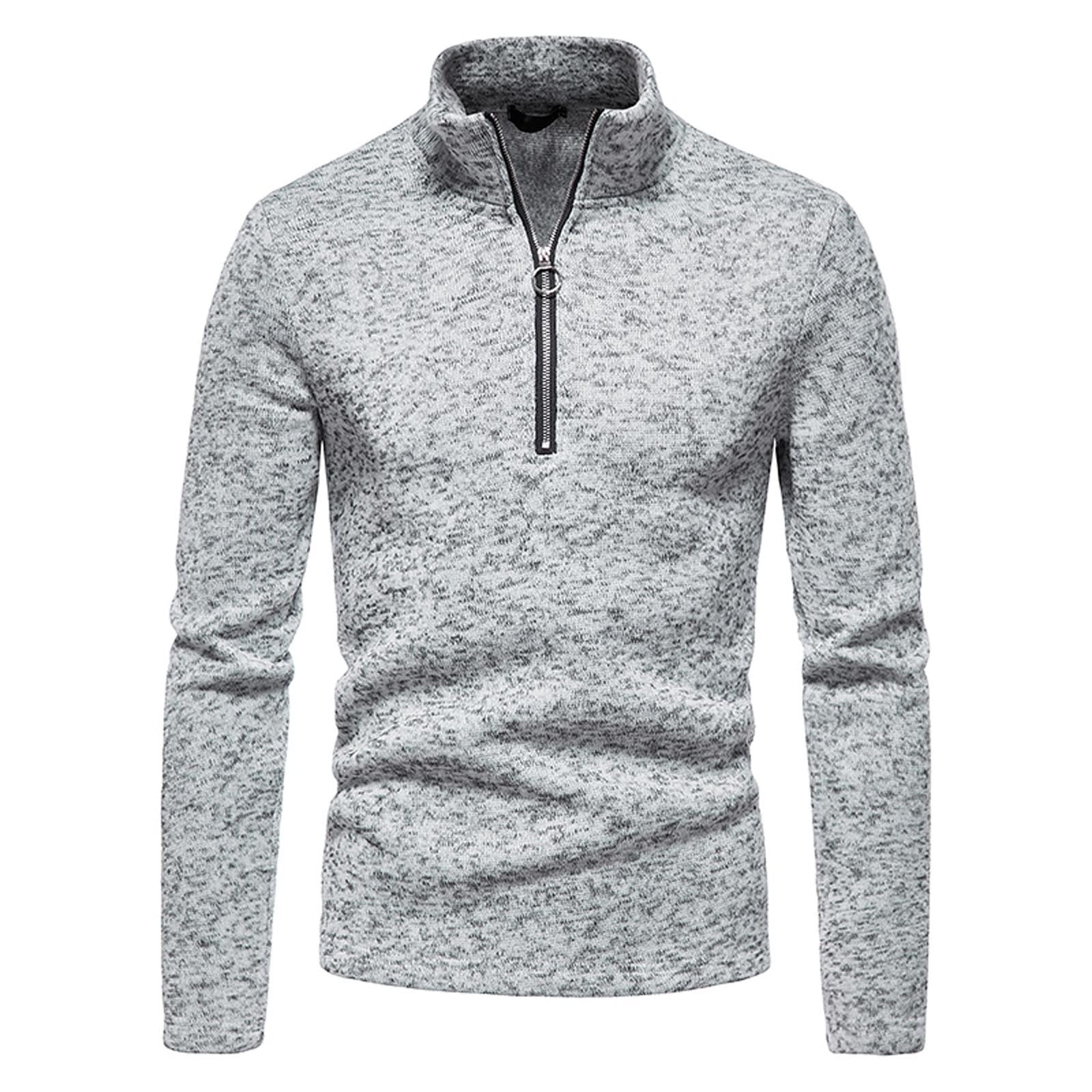 ZCFZJW Men s Dry Fit Active Quarter Zip Long Sleeve Athletic Performance Pullover Sweaters Lightweight Mock Neck Comfort Golf Running Sweatshirts Gray XL Walmart
