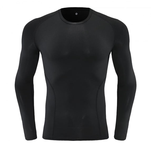 ZCFZJW Men's Fashion Athletic Shirt Trendy Slim Fit Basic Long Sleeve Workout T-Shirts Top Quick Dry Active Sport Baselayer Undershirt Gear Shirt Black XL