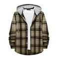 thumbnail image 1 of ZCFZJW Men's Flannel Plaid Hooded Shirts Casual Long Sleeve Button Down Regular Fit Hooded Shirt Lightweight Thin Jackets Gray XXL, 1 of 9