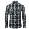 thumbnail image 1 of ZCFZJW Men's Flannel Plaid Shirts Fall Winter Regular Fit Cotton Button Down Casual Long Sleeve Shirts Flannel Jackets with Double Pockets Navy M, 1 of 2