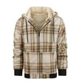 thumbnail image 1 of ZCFZJW Men's Flannel Shirt Jacket Fleece Sherpa Lined Plaid Jackets Coat Full Zip Up Drawstring Hoodie Winter Plush Thick Warm Hooded Outwear Tops with Pockets Multicolor#07 XL, 1 of 5