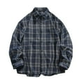 thumbnail image 1 of ZCFZJW Men's Flannel Shirts Casual Button Down Plaid Shirt Jacket Long Sleeve Fleece Shacket with Pockets Big and Tall Regular Fit Cotton Shirts Blue M, 1 of 8