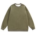 thumbnail image 1 of ZCFZJW Men's Fleece Crewneck Sweatshirt Fall Winter Big and Tall Regular Fit Casual Solid Color Cotton Athletic T-Shirts Long Sleeve Oversized Pullover Thermal Shirts Army Green XXXL, 1 of 3