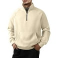 thumbnail image 1 of ZCFZJW Men's Fleece Quarter Zip Pullover Sweater Lightweight Casual Cotton Fall Winter Family Outfit Thick Warm Long Sleeve Mock Neck Sweatshirts with Pockets Beige XL, 1 of 6