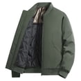 thumbnail image 1 of ZCFZJW Men's Fleece Warm Down Jackets Bomber Parkas Outerwear Coats Casual Windbreaker Jacket Classic Solid Thermal Quilted Coat with Pockets Army Green XL, 1 of 4