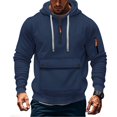 thumbnail image 1 of ZCFZJW Men's Fleece Workout Athletic Hoodie Jackets Long Sleeve Basic Quarter Zip up Hooded Pullover Sweatshirt with Big Button Pockets Navy M, 1 of 9