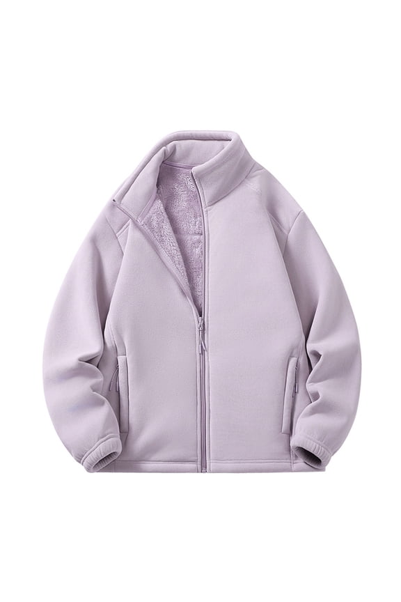 Men's Fleece Zip-Up Jacket Workout Sherpa Lined Jackets Full Zip Mock Neck Long Sleeve Wool Warm Thick Outwear Coats with Pockets Watermelon Red XXXXL