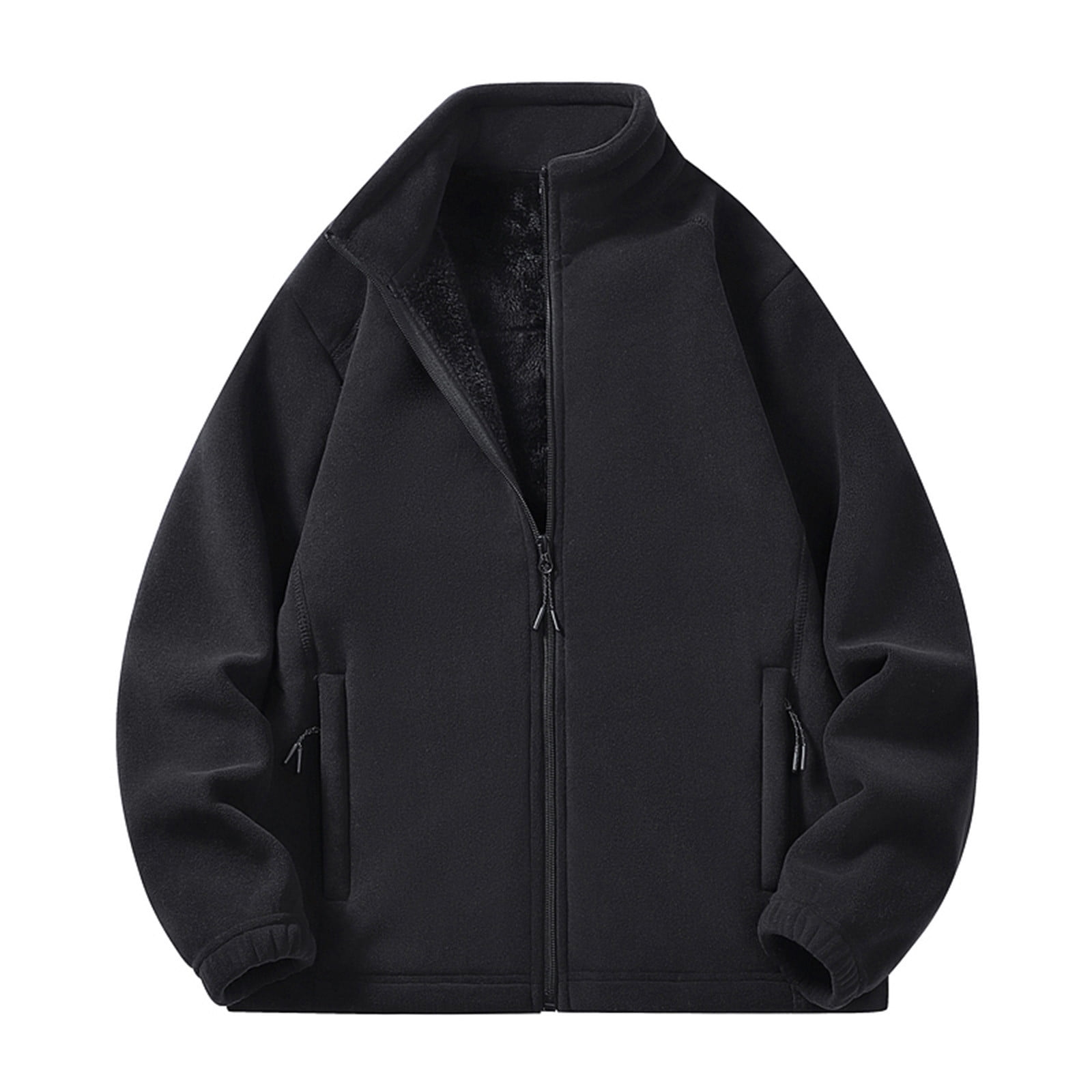 ZCFZJW Men's Fleece Zip-Up Jacket Workout Sherpa Lined Jackets
