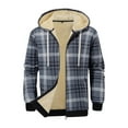 thumbnail image 1 of ZCFZJW Men's Full Zip Fleece Flannel Jackets Shirt Winter Thick Warm Plaid Cotton Drawstring Long Sleeve Hoodies Soft Outwear Coat for Men with Hood Gray XL, 1 of 9