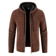 thumbnail image 1 of ZCFZJW Men's Full Zip Knitted Hooded Cardigan Sweater Fall Winter Warm Thick Vintage Printed Long Sleeve Cable Knit Sweater with Pocket Brown XXL, 1 of 5