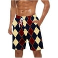 thumbnail image 1 of ZCFZJW Men's Gingham Bermuda Shorts Lightweight Summer Quick Dry Plaid Beach Swim Trunks Big and Tall Casual Drawstring Elastic Waist Workout Short Pants with Pockets Beige XXL, 1 of 5