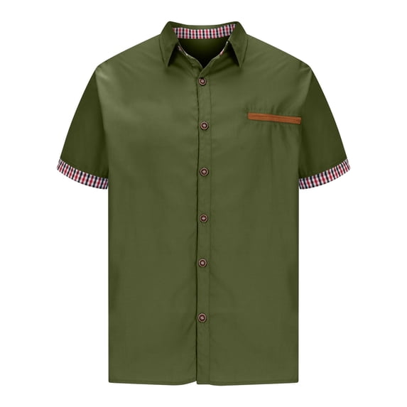 ZCFZJW Men's Golf Polo Shirts Short Sleeve Collar Tennis Shirt Color Block Striped Work T-Shirt Loose Lightweight Comfy Workout Tees Tops Army Green S