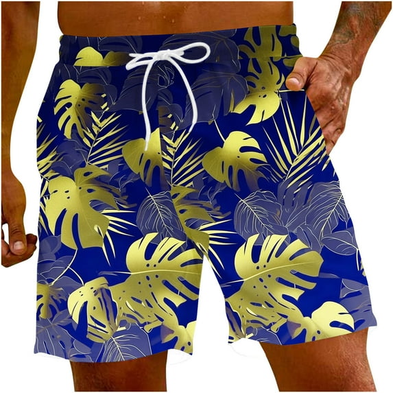 ZCFZJW Men's Hawaiian Beach Shorts Big and Tall Regular Fit Tropical Printed Elastic Waist Drawstring Lightweight Summer Casual Shorts with Pocket Multicolor#01 XXL