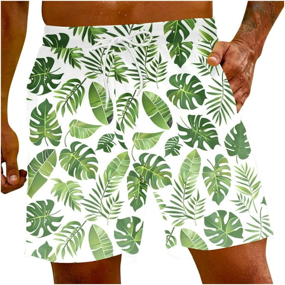 ZCFZJW Men's Hawaiian Beach Shorts Big and Tall Regular Fit Tropical Printed Elastic Waist Drawstring Lightweight Summer Casual Shorts with Pocket Multicolor#09 XL