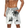 thumbnail image 1 of ZCFZJW Men's Hawaiian Beach Shorts Big and Tall Regular Fit Casual Lightweight Drawstring Quick Dry Holiday Tropical Swim Trunks with Pockets Gray M, 1 of 5