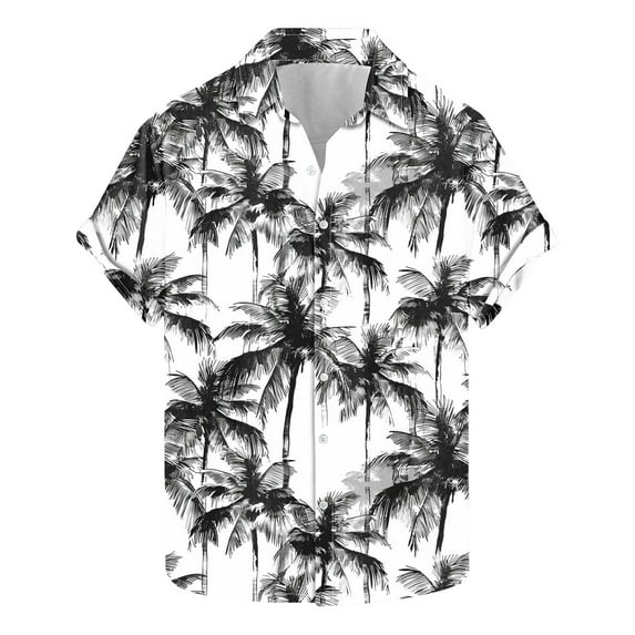 ZCFZJW Men's Hawaiian Floral Shirts Vintage Printed Summer Short Sleeve Button Down Tropical Beach Vacation Tees Shirt Tops Multicolor#11 L