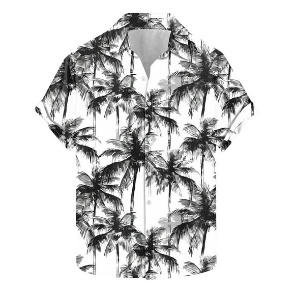 ZCFZJW Men's Hawaiian Floral Shirts Vintage Printed Summer Short Sleeve Button Down Tropical Beach Vacation Tees Shirt Tops Multicolor#11 M